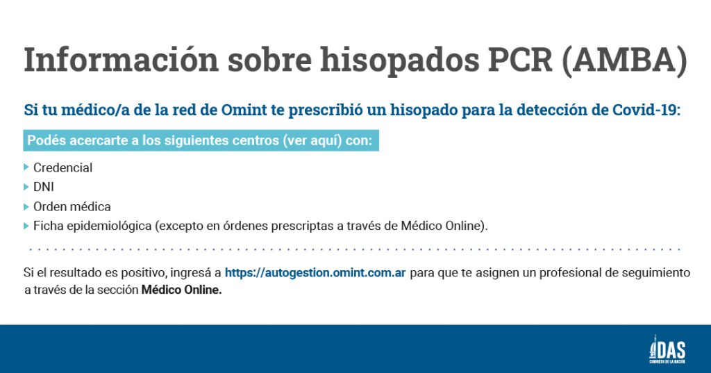 Información sobre Hisopados PCR (AMBA)